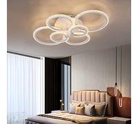 GreeLustr Ceiling Lights Living Room - Dimmable Acrylic Ring Ceiling Lights with Remote Control 2700-6000K Led Rings LED Ceiling Light for Bedroom Hallway (6-Rings Changeable)