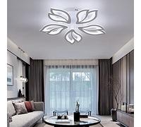 GreeLustr Modern Led Ceiling Light, LED Leaves Ceiling Lamp White Acrylic Chandelier, 70W Leaf Geometric Design Flush Mount Ceiling Light Fixtures for Living Room Kitchen Bedroom (White, 5 Heads)