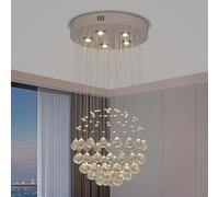 GreeLustr Raindrop Crystal Chandelier Lighting, Modern K9 Crystal Ball Ceiling Lights Flush Mount Droplet Pendant Lamp for Dining Room, Hallway, Entryway, Romantic Decor, GU10, Size: D40cm H80cm