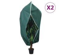 (green, 1 x 1.55 m/ 2 pcs) vidaXL Plant Fleece Covers with Zip Outdoor Garden Frost Protection 70 g/m²