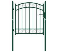 Fence Gate Arched Top 100x150cm Powder-Coated Steel Green with Posts&Lock Keyed