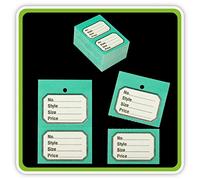 Green 1000 UnStrung Perforated Clothing Stock Ticket 40x62mm - with Border