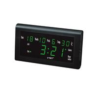 (Green) 12/24 Hours Desktop Clock Big Number Lcd Display Temperature Date Week Month Table Clock