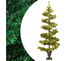 (green, 120 x 65 cm) vidaXL Swirl Christmas Tree with Stand and LEDs Green PVC Decor Multi Sizes