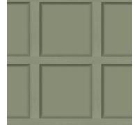 Holden Decor Modern Wood Panel 3D Effect Wooden Panelling Wallpaper Feature Wall 10m Roll [Green 12982]