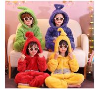 (Green, 130cm) Unisex Teletubbies Costumes Disi Onesies Lala Cosplay Pajamas Kids Pyjamas Animal Sleepwear Jumpsuit