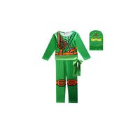 (Green, 140cm) Kids Ninjago Kai Jay Cosplay Glove Hat Set Halloween Party Jumpsuit