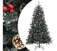Green 150cm PVC Folding Artificial Christmas Tree with Stand Snow Covered for Festive Decoration