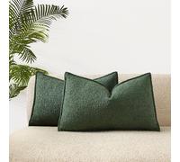 Green 16x24 Boucle Textured Throw Pillow Covers Set of 2 for Couch Sofa Bed | JUSPURBET Decorative Pillow Covers Cases Cozy Soft Cushion Covers for Bedroom Home Decor Living Room