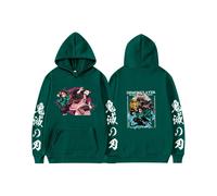 (Green-2, 4XL) Autumn/Winter Anime Devil Hunter Print Men's and Women's Casual Sports Hoodie Loose Hoodie Jacket