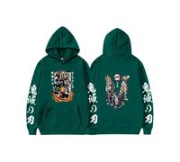 (Green-2, 4XL) Autumn/Winter Anime Devil Hunter Print Men's and Women's Casual Sports Hoodie Loose Hoodie Jacket