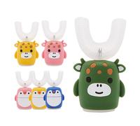 (Green, 2-6Y) U Shape Electric Tooth Brush Kids Ultrasonic Automatic Toothbrush IPX7 Waterproof Cartoon Modeling Design for Kids