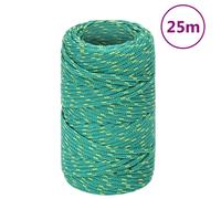 vidaXL Boat Rope Green - 2 mm 25 m Polypropylene Braided Anchor Line - Durable Ship Cord for Sailing/Yachting/Camping