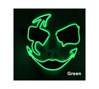 (Green 2) Neon Light LED Mask LED Halloween Scary Mask Cosplay Party Masque Masquerade
