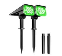 (Green, 2 PCS) 2-in-1 Solar Spot Lights Outdoor Light IP65 Waterproof Solar Powered Wall Lights