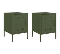 (green, 2 pcs) vidaXL Bedside Cabinet Bedroom Nightstand Bed Side Table Bed Cabinet Steel