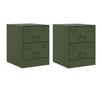 vidaXL Bedside Cabinets 2 pcs Green 34.5x39x44 cm Steel