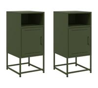 (green, 2 pcs) vidaXL Bedside Cabinet Nightstand Bed Table Bed Cabinet Mustard Yellow Steel