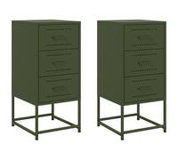 (green, 2 pcs) vidaXL Bedside Cabinets Nightstand Bed Table Bed Cabinet 2 pcs Black Steel