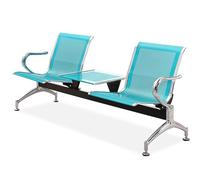 Green 2-Seat Waiting Room Chairs with Table & Arms - Comfortable Airport Reception Bench Lobby Conference Seating with Backrest for Office Business Bank & Hospital Use