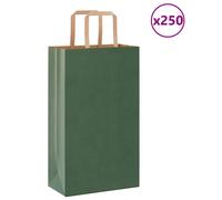 vidaXL Paper Carrier Bags with Handles, Kraft Paper Bags, Gift Bags for Shopping, Weddings, Packaging, Parties, Birthday, Christmas, Green, 21 x 11 x 36 cm, Pack of 250