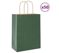 (green, 22 x 11 x 28 cm) vidaXL Paper Bags 50 pcs with Handles Brown 15x8x21 cm Grocery Paper Gift Bag