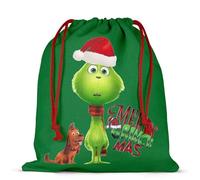 Green 24 * 26cm Cotton Drawstring Gift Bag with The Gri-nch Pattern,Topeedy 1pcs Funny Cotton Drawstring Bag for Christmas Birthday Party,Small Bizarre Present bag-dog