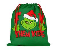 Green 24 * 26cm Cotton Drawstring Gift Bag with The Grinch Pattern,Topeedy 1pcs Funny Cotton Drawstring Bag for Christmas Birthday Halloween Party,Small Bizarre Present bag