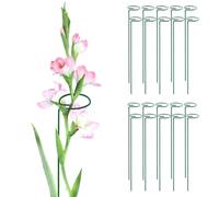 Green 24 inch Single Stem Plant Stakes Flower Support Rings, Pack of 20,Gardening Planter Cages for Single Stem Flowers, Amaryllis, Peony, Lily,Narcissus