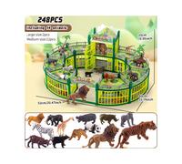 (Green, ?248PCS?Circular building with 14 animals (2 large, 12 medium)) A Realistic Animal Figure Toy Set Designed for Boys, Featuring Wild Animal Models Like Pandas, Lions, Tigers, And Elephants for 