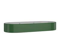 vidaXL Oval Garden Raised Bed - Powder-coated Steel, Spacious 249x100x36 cm, Weather-Resistant Flower/Plant/Herb Box in Green for Outdoor/Garden/Patio