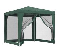 vidaXL Party Tent with 4 Mesh Sidewalls Green 2.5x2.5 m HDPE, Green