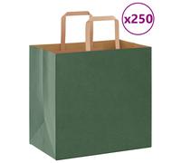 (green, 26 x 17 x 25 cm/ 250 pcs) vidaXL Paper Bags 250 pcs with Handles White 21x11x28 cm Paper Grocery Bag