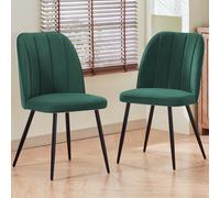 (Green, 2PCS) Velvet Dining Chairs Padded seat