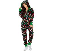 (Green, 2XL) Christmas Women Onesie 1 One-piece Pajamas Jumpsuit Sleepwear Pyjama