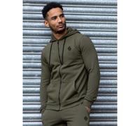 Enzo Mens Hoodies Zip Up Hooded Fleece Hoody Coat Winter Warm Jacket Track Top Khaki XXL