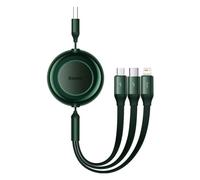 (green, 3.5A) Baseus Bright Mirror Series Retractable 3-in-1 Fast Charging Data Cable USB to M+L+C 3.5A 66W