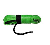 Green 3/8" x 100FT Synthetic Rope 10mm Replacement Winch Cable for Electric Winches Heavy-Duty Tow Line Durable and Lightweight Ideal for Off-Roading and Towing