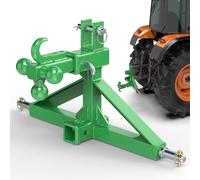 Green 3 Point Hitch Receiver Dual 2” Receiver with Tri-Ball & Hook, Heavy-Duty 3 Point Quick Hitch Category 1, 3 Point Hitch Attachments Fit Gooseneck, 5th Wheel & Ball Hitch, Fit Category 1 Tractors