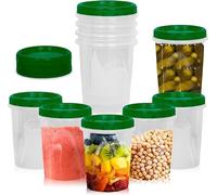 [Green,32 Oz -12 Pack] Airtight Deli Containers with Screw-Top Lids, Clear Food Storage for Meal Prep, Snacks, and Leftovers, Freezer and Microwave Safe, Stackable, and Portable, 12 Pc. Set