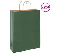 (green, 32 x 12 x 42 cm) vidaXL Paper Bags 250 pcs with Handles Brown 21x11x36 cm Paper Grocery Bag