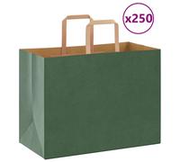 (green, 32 x 17 x 25 cm/ 250 pcs) vidaXL Paper Bags 250 pcs with Handles White 21x11x28 cm Paper Grocery Bag