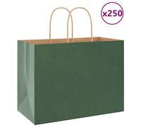 (green, 32 x 17 x 25 cm) vidaXL Paper Bags 250 pcs with Handles Brown 21x11x36 cm Paper Grocery Bag