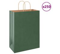 (green, 32 x 17 x 44 cm) vidaXL Paper Bags 250 pcs with Handles Brown 21x11x36 cm Paper Grocery Bag