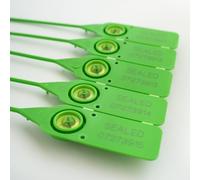 Green 380mm Plastic Security Seals. High Strength Numbered Tags Pull Ties Anti-Tamper (100)