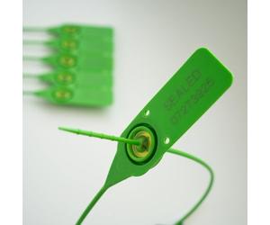Green 380mm Plastic Security Seals. High Strength Numbered Tags Pull Ties Anti-Tamper (100)