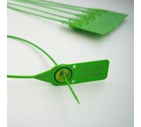 Green 380mm Plastic Security Seals. High Strength Numbered Tags Pull Ties Anti-Tamper (500)