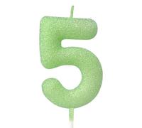 Green 3D Glitter Birthday Candle,Macaron Flash Number 5 Candle Topper,Suitable for Girls and Boys' Birthdays Party Cake Decorations,Weddings,Anniversaries