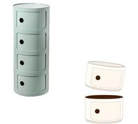 Green 4-Tier Round Plastic Nightstand Componibili Container with 2/3/4 Compartments Stylish End Table for Bedroom/Bathroom Versatile Corner Storage Solution