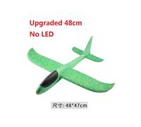 (Green 48cm NO LED) 48cm Hand Throw Airplane EPP Foam Launch fly Glider Planes Model Aircraft